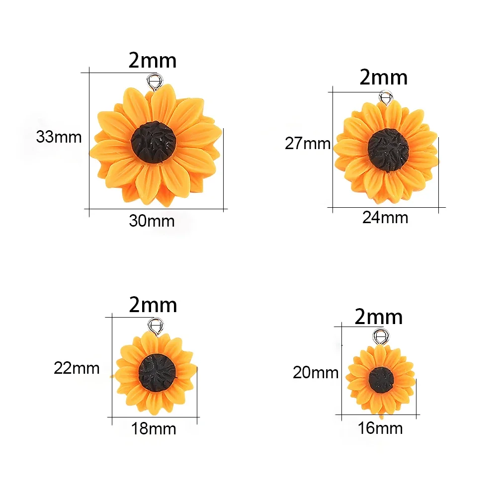Flower Preservation Resin - Breloques tournesol en résine 16/18/24/30mm, 10